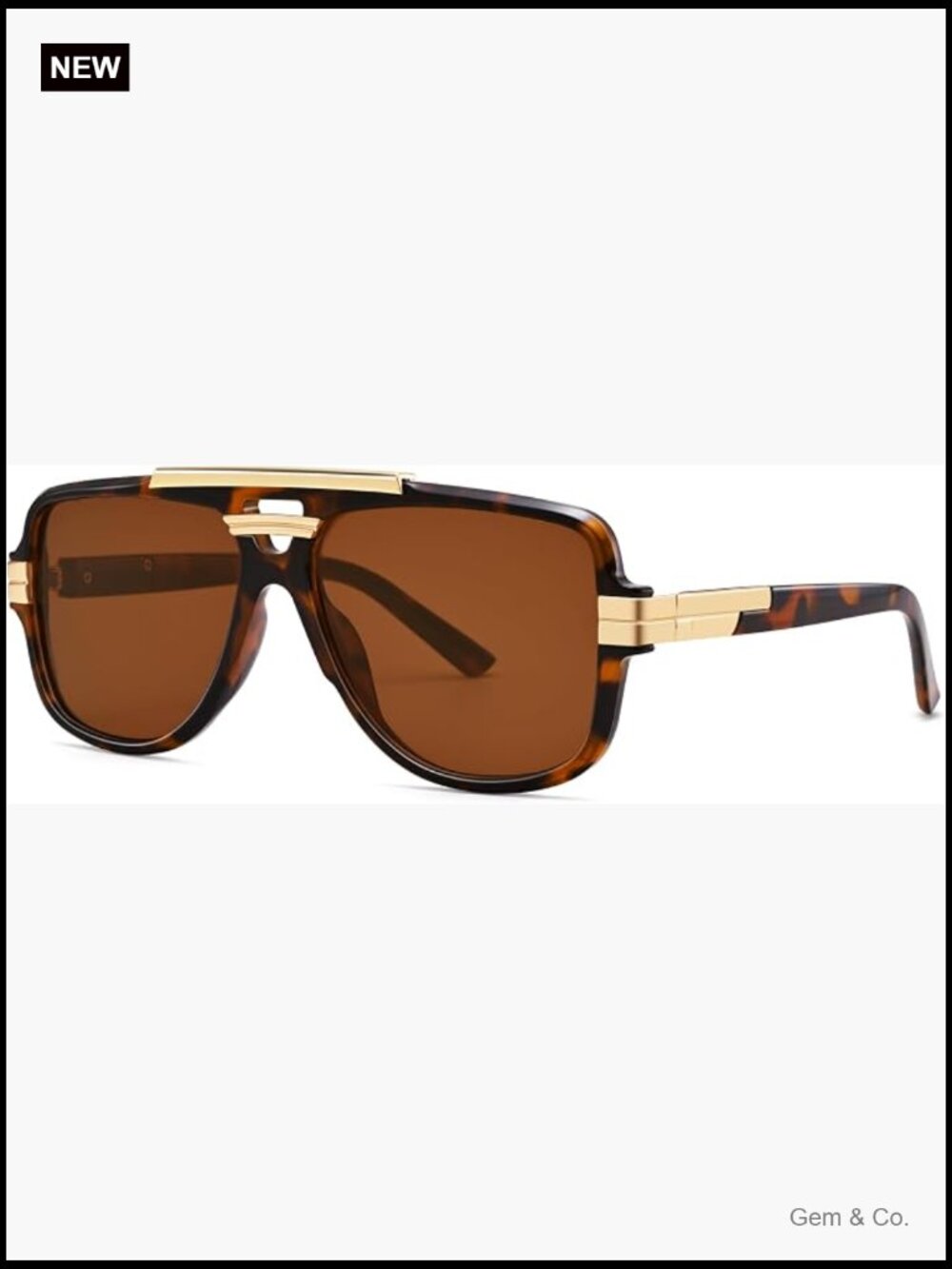 Retro Oversized Square Aviator Sunglasses UV400 Protection Men Women
